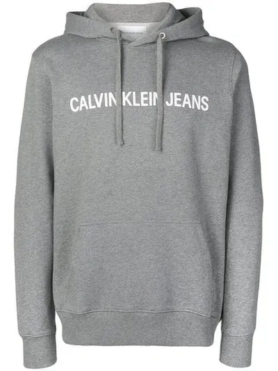 Calvin Klein Jeans Est.1978 Logo Print Hoodie In Grey