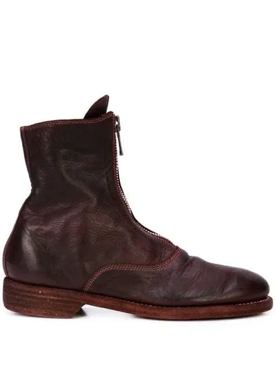 Guidi Front Zipped Boots In Purple