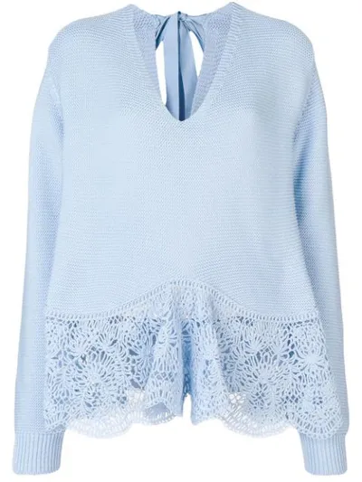 Stella Mccartney Crochet Lace Sweater In Blue