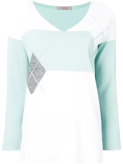 D-exterior Colour Block Jumper In White