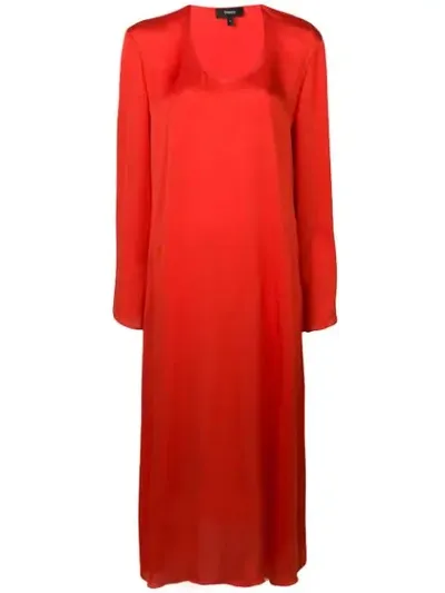 Theory Fluid Midi Dress In Orange