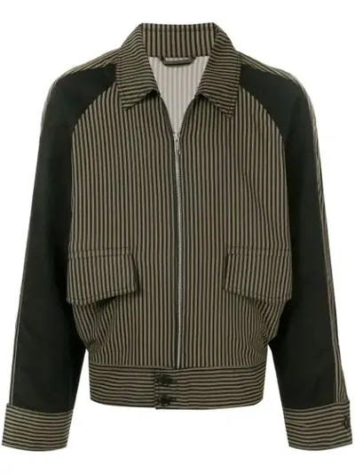 Cerruti 1881 Striped Bomber Jacket In Brown