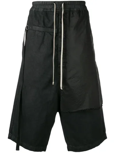 Rick Owens Drkshdw Dropped Crotch Long Shorts In Black