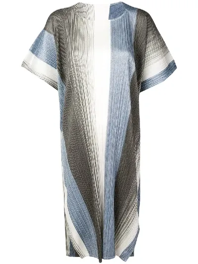 Issey Miyake Micro Pleated Dress In Blue