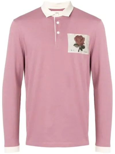 Kent & Curwen Embroidered Rose Polo Shirt In Pink