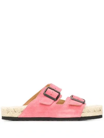 Manebi Double Buckle Sandals In Pink