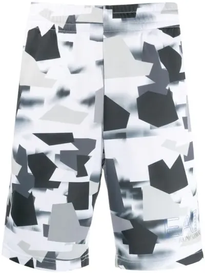 Ea7 Camouflage Printed Track Shorts In Green