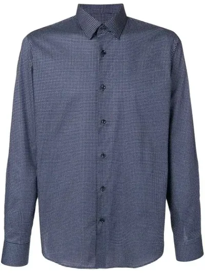 Hugo Boss Micro-check Shirt In Blue