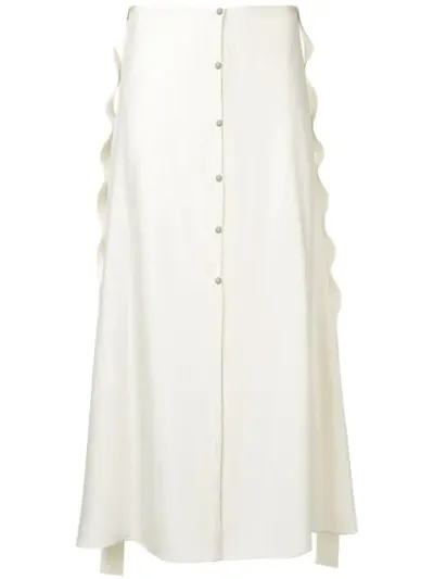 Courrèges Scalloped Side Trim Midi Skirt In White