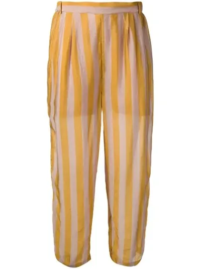 Mes Demoiselles Cropped Striped Trousers In Yellow