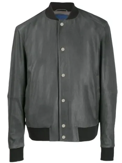 Drome Leather Bomber Jacket In Grey