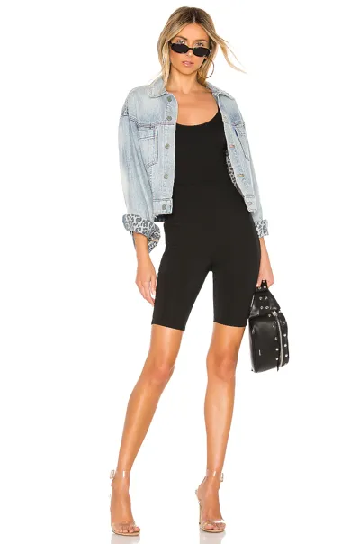 Superdown Nadia Biker Short Romper In Black