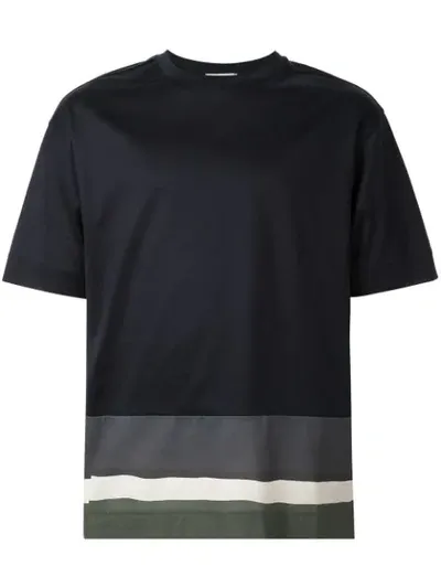 Cerruti 1881 Striped Panels T-shirt In Blue