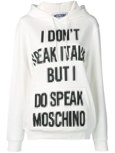 Moschino Printed Cotton Jersey Sweatshirt Hoodie In White Multi