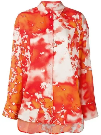 Msgm Tie-dye Print Shirt In Orange