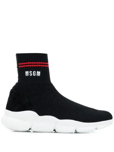 Msgm Black Polyamide Slip On Sneakers