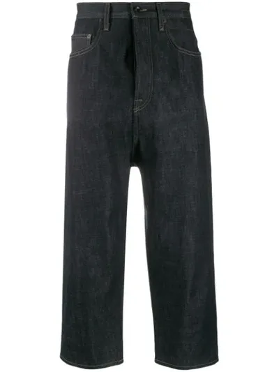 Rick Owens Drkshdw Cropped Denim Trousers In Blue