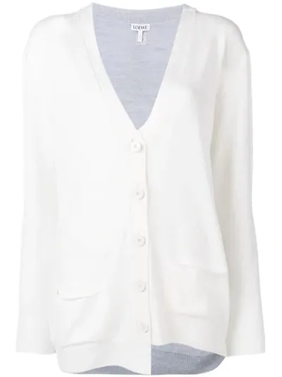 Loewe Asymmetric Wool Cardigan In Ivory