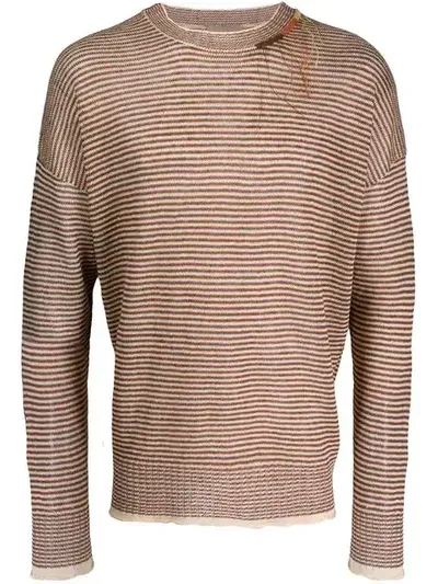 Federico Curradi Striped Knit Sweater In Brown