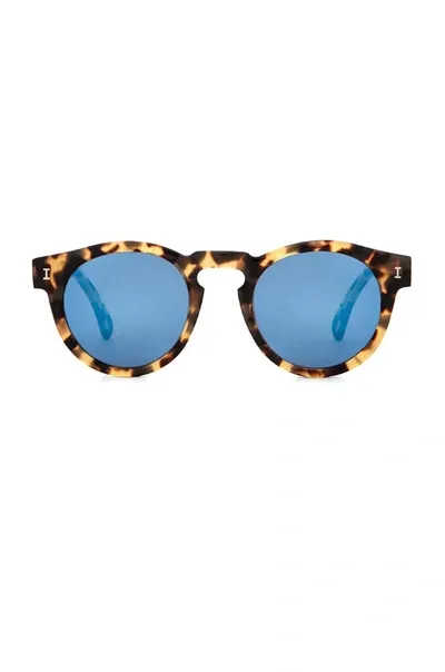 Illesteva Leonard Tortoise Mirrored 48mm Round Sunglasses