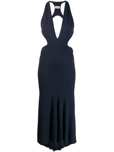 Alexandre Vauthier Plunging Cut Out Dress In Blue