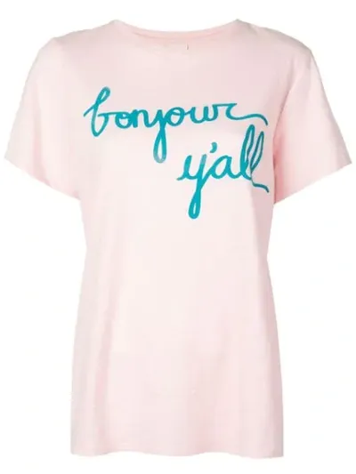 Cinq À Sept Bonjour Y'all T-shirt In Pink