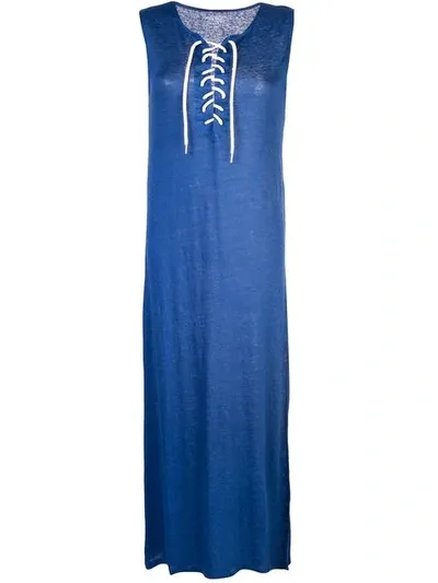 Majestic Sleeveless Shift Dress In Blue