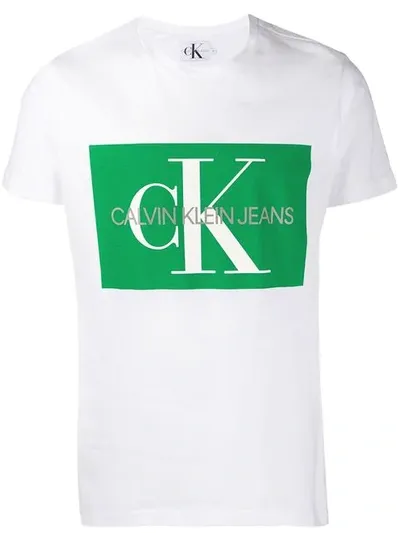 Calvin Klein Jeans Est.1978 Logo Print T-shirt In White