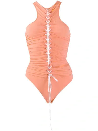 Ben Taverniti Unravel Project Cross-lace Body In Orange