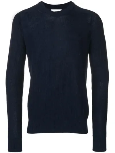 Ami Alexandre Mattiussi Fisherman Rib Crew Neck Sweater In Blue