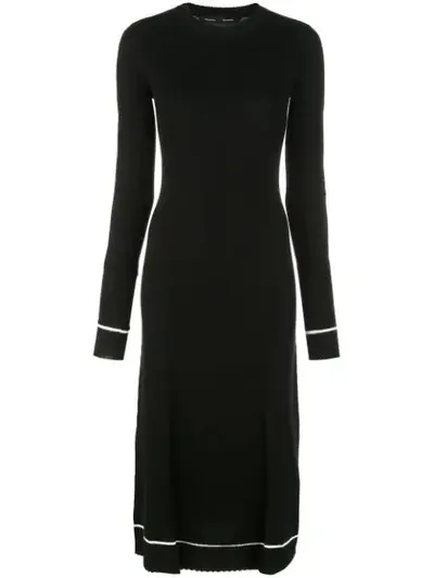 Proenza Schouler Contrast Trim Wool Blend Midi Sweater Dress In Black