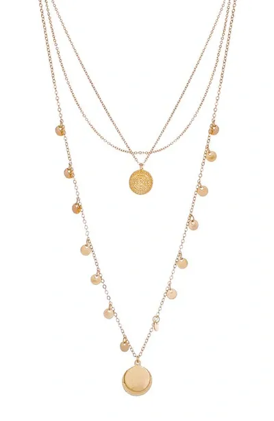 Panacea Layered Circle Pendant Necklace In Gold