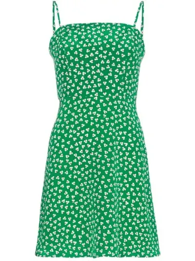 Hvn Nora Floral Print Mini Dress In Green