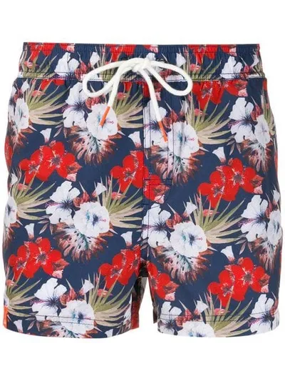 Sun 68 Floral-print Swim Shorts In Blue