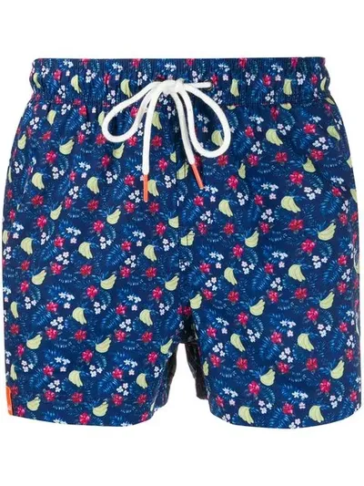 Sun 68 Hawaiian-print Swim Shorts In Blue