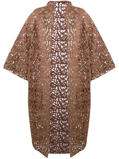 Gianluca Capannolo Brocade Lace Coat In Brown