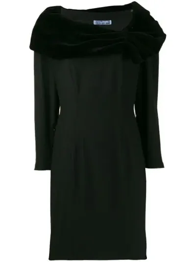 Pre-owned Mugler 1990's Draped Details Short Dress In Black