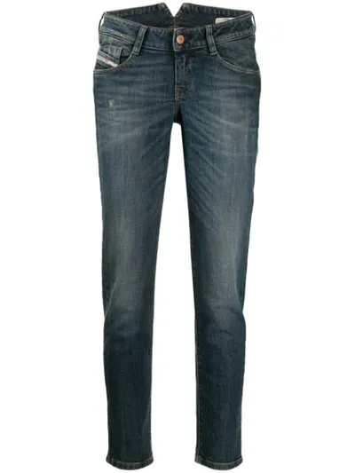 Diesel Stonewashed Boyfriend Jeans In Blue