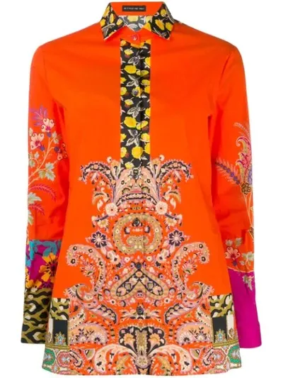 Etro Contrast Print Shirt In Orange