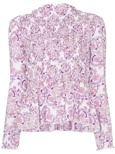 See By Chloé Ruffle-trim Paisley Print Top In Purple