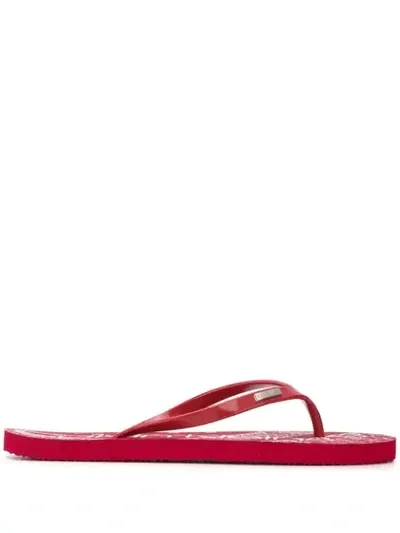 Calvin Klein Logo Plaque Flip-flops In Red