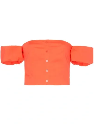 Staud Off-the-shoulder Cotton-blend Top In Orange