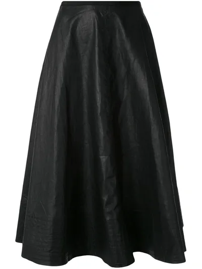 Lee Mathews Phoebe Linen Midi Skirt In Black