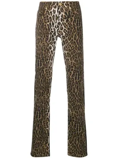 Versace Men's Leopard-print Slim Jeans In Black