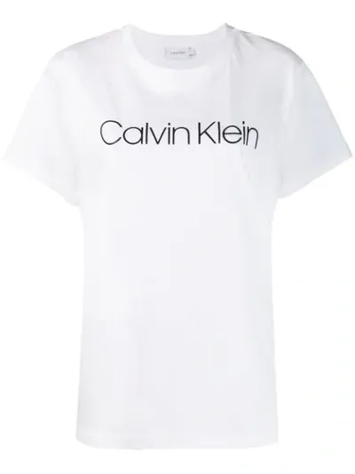 Calvin Klein Logo Print Crew Neck T-shirt In White