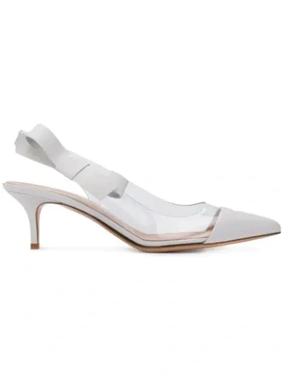 Gianvito Rossi 55 Mirrored-leather And Pvc Slingback Pumps In White