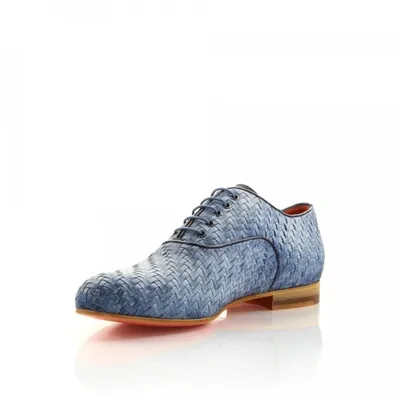 Santoni Lace Up Shoes M25  Calfskin In Blue