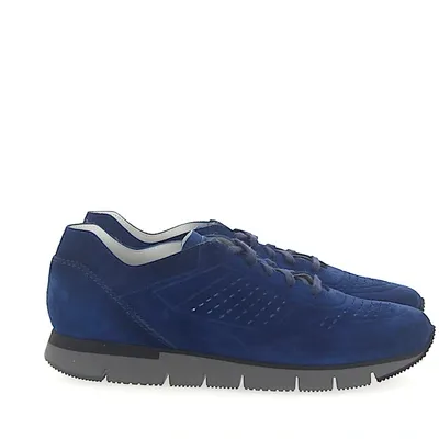 Santoni Leather Sneakers 20754 In Blue