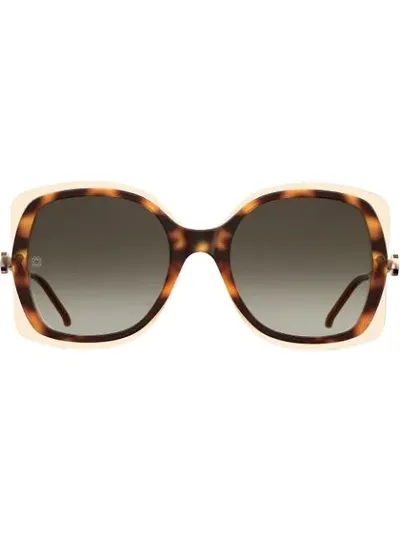 Elie Saab Square Tinted Sunglasses In Brown