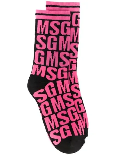 Msgm Embroidered Socks In Black